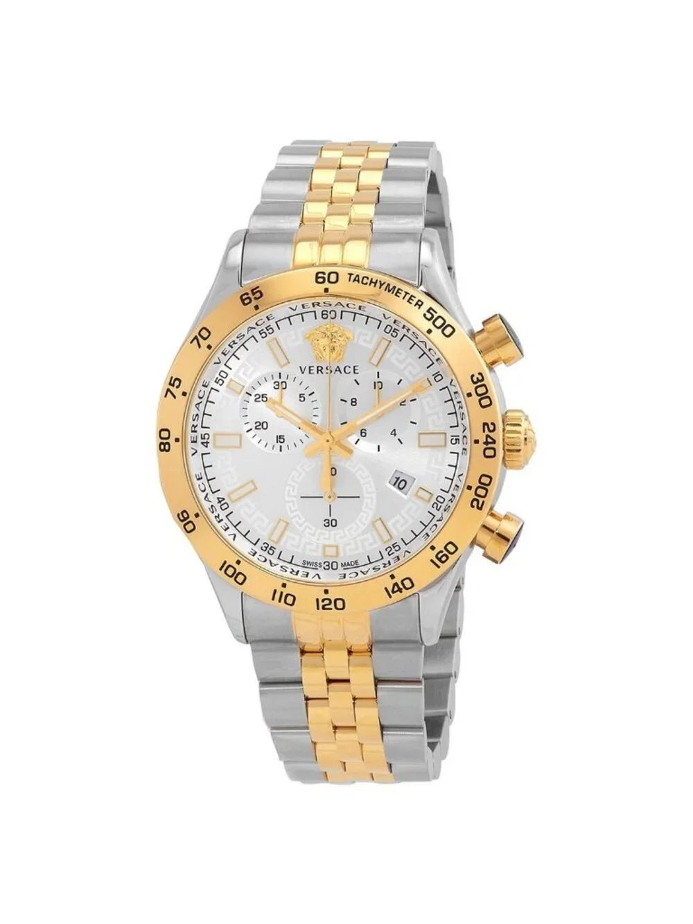NWT Versace Chronograph Quartz Silver Dial Men's Watch